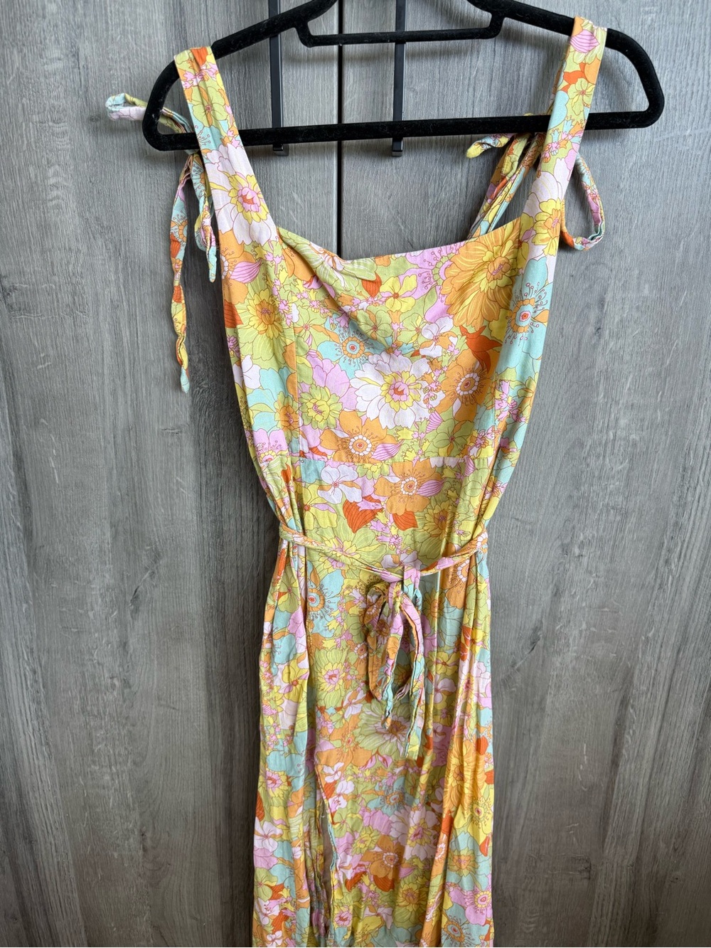 Show Me Your Mumu Floral Tie-Shoulder Maxi Dress in Yellow, Mint & Orange